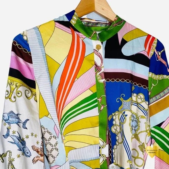 (NOT FOR SALE) FOR SNWT ZARA Zodiac Paisley Chain Print Belt Tie Dress Small - Picture 11 of 11